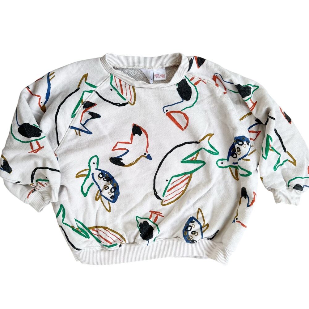Zara Cream Animal Sweatshirt Size 4-5Y